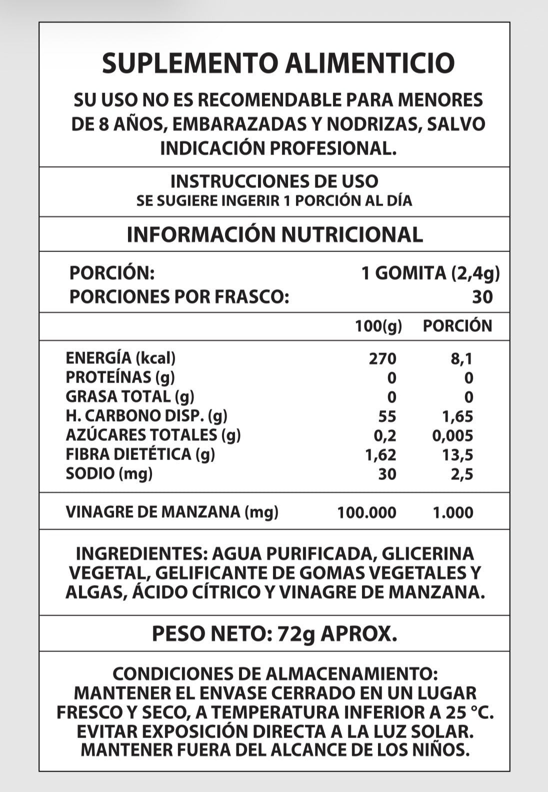 Gomitas de vinagre de manzana.